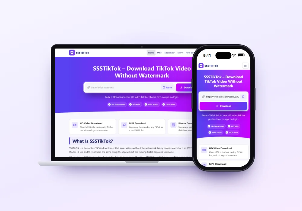 SSSTikTok on a laptop and a phone