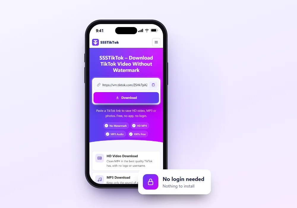 TikTok downloader with no app and no login